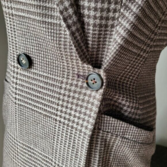 Double Breasted Houndstooth Long Blazer Vest Sz 0/Small - Picture 7 of 11